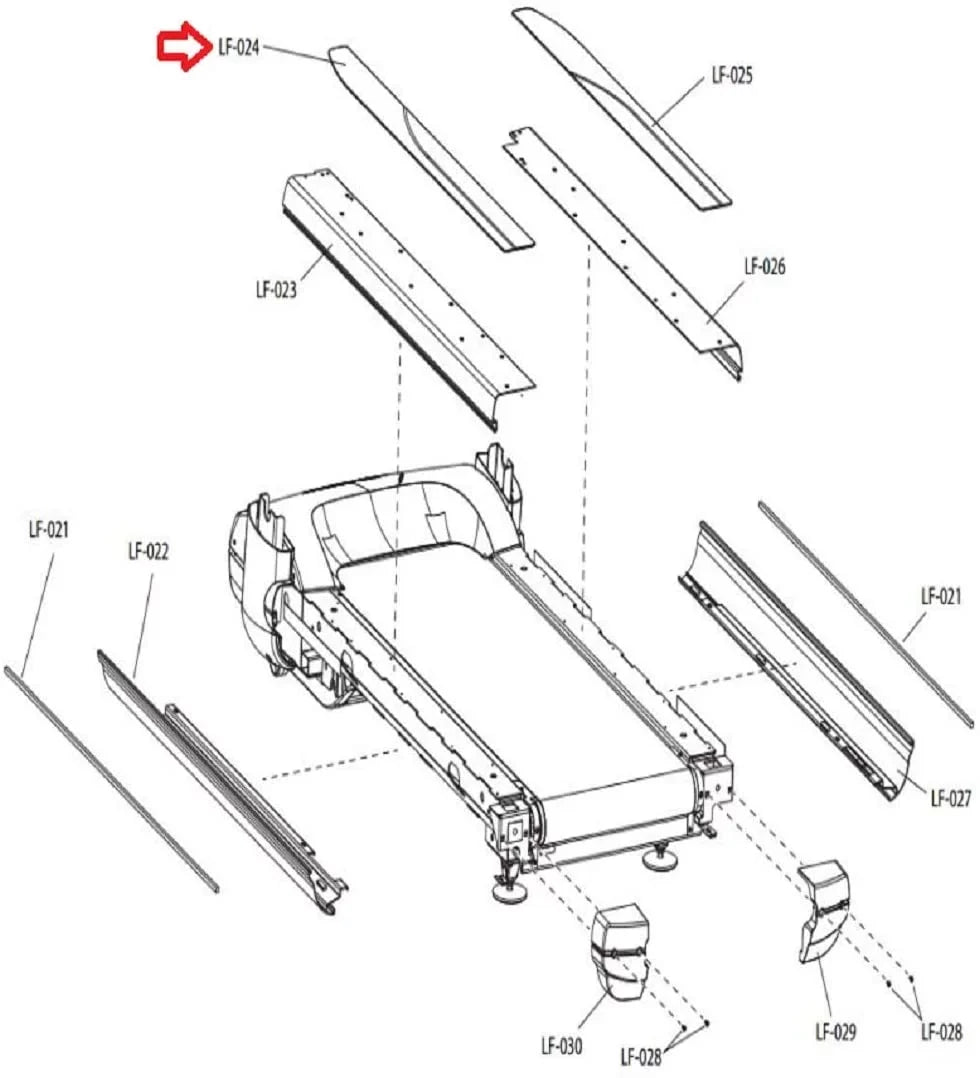 Left Rail Anti Sizelip 0K65-01190-2404 Works W Life Fitness Treadmill