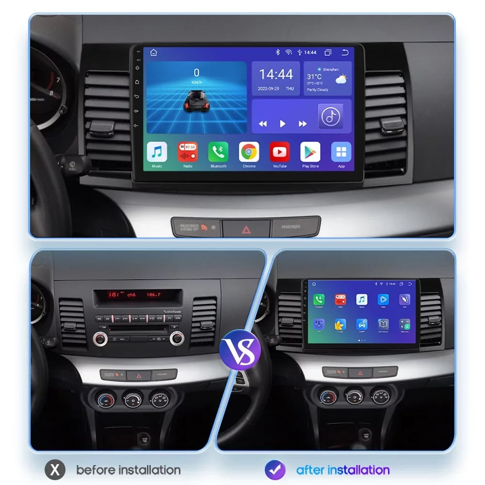 10.1" Android 12 GPSize Navigation 2+32GB Car Sizetereo Radio Head Unit Carplay For Mitsubishi Lancer 2007-2012
