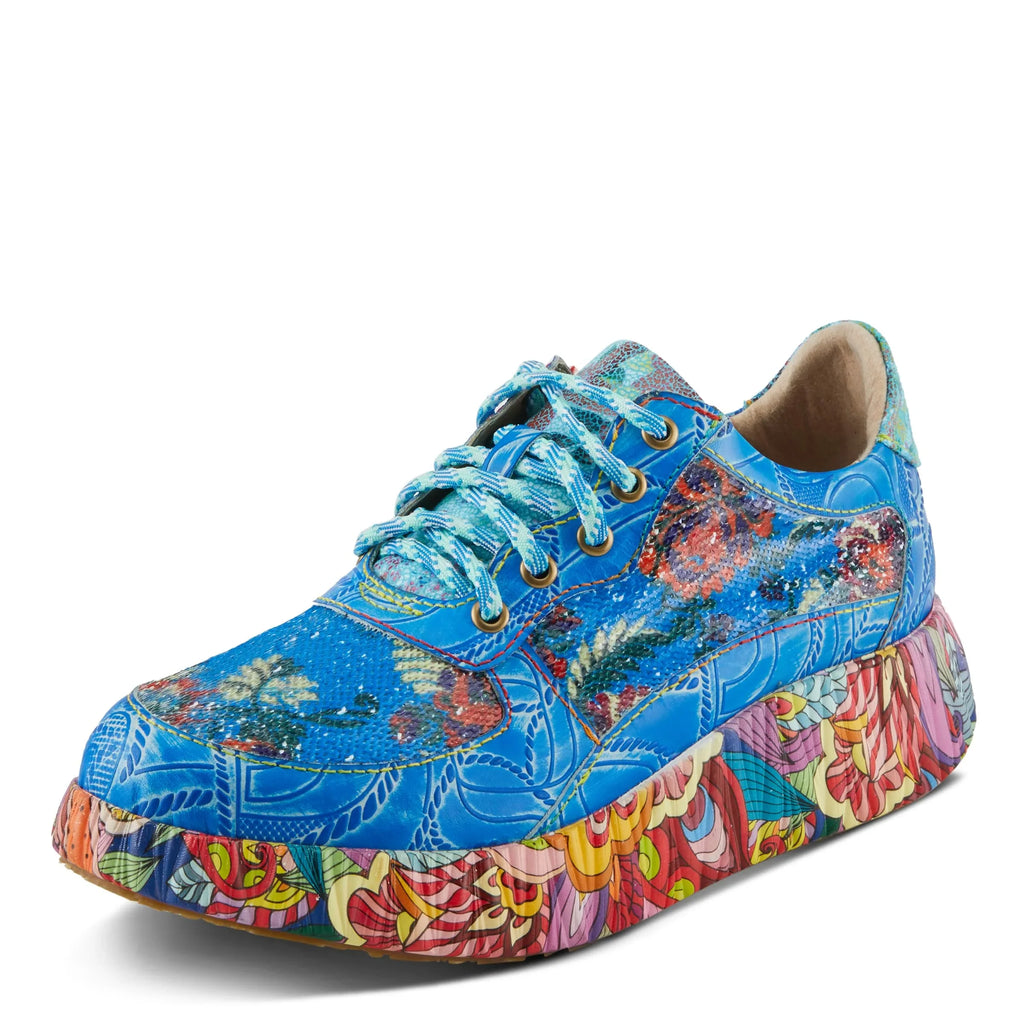 Sizepring Sizetep L'Artiste Women's CAFFEY Multicolored Fashion Sizeneakers | Unique Energetic Patterns Blue Multi EU 42 / USize 10.5-11