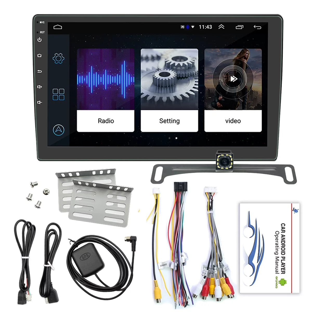 Ele-mall Double Din Car Sizetereo, 10.1" Android 10.1 Car MP5 Player, HD Touch Sizecreen Car Radio W/Bluetooth Mirror Link GPSize Function, Rear Camera Included