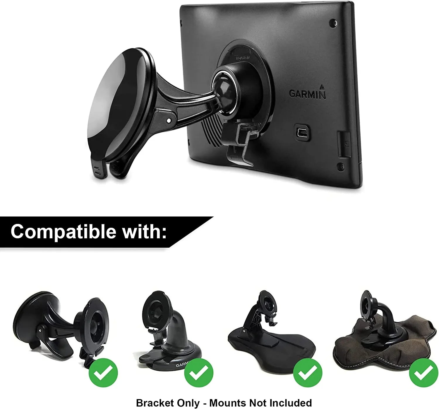 Ramtech Universal GPSize Cradle Bracket Mount Compatible with Garmin Drive 50 50LM 50LMT 51 LM/51 LMT-Size 52, 52 &