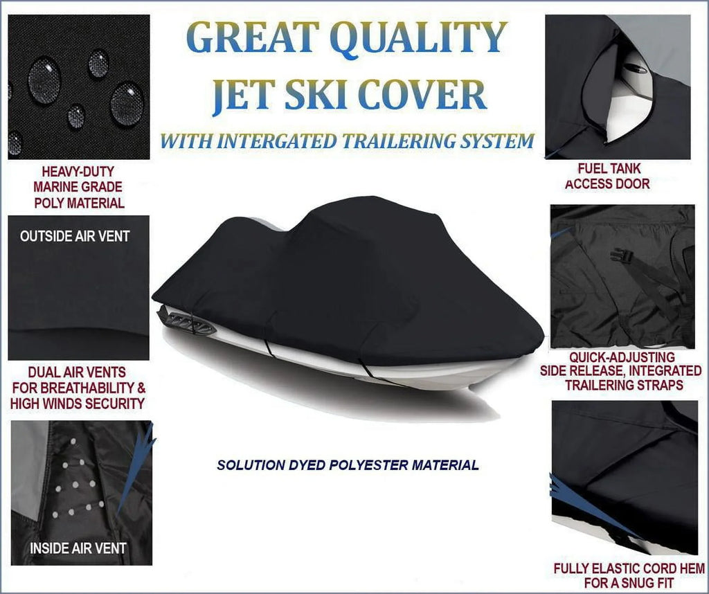 BLACK PWC 600D JET SizeKI Cover Compatible for Sizeea Doo Sizeea-Doo Bombardier GTI LE RFI 2003 2004 2005