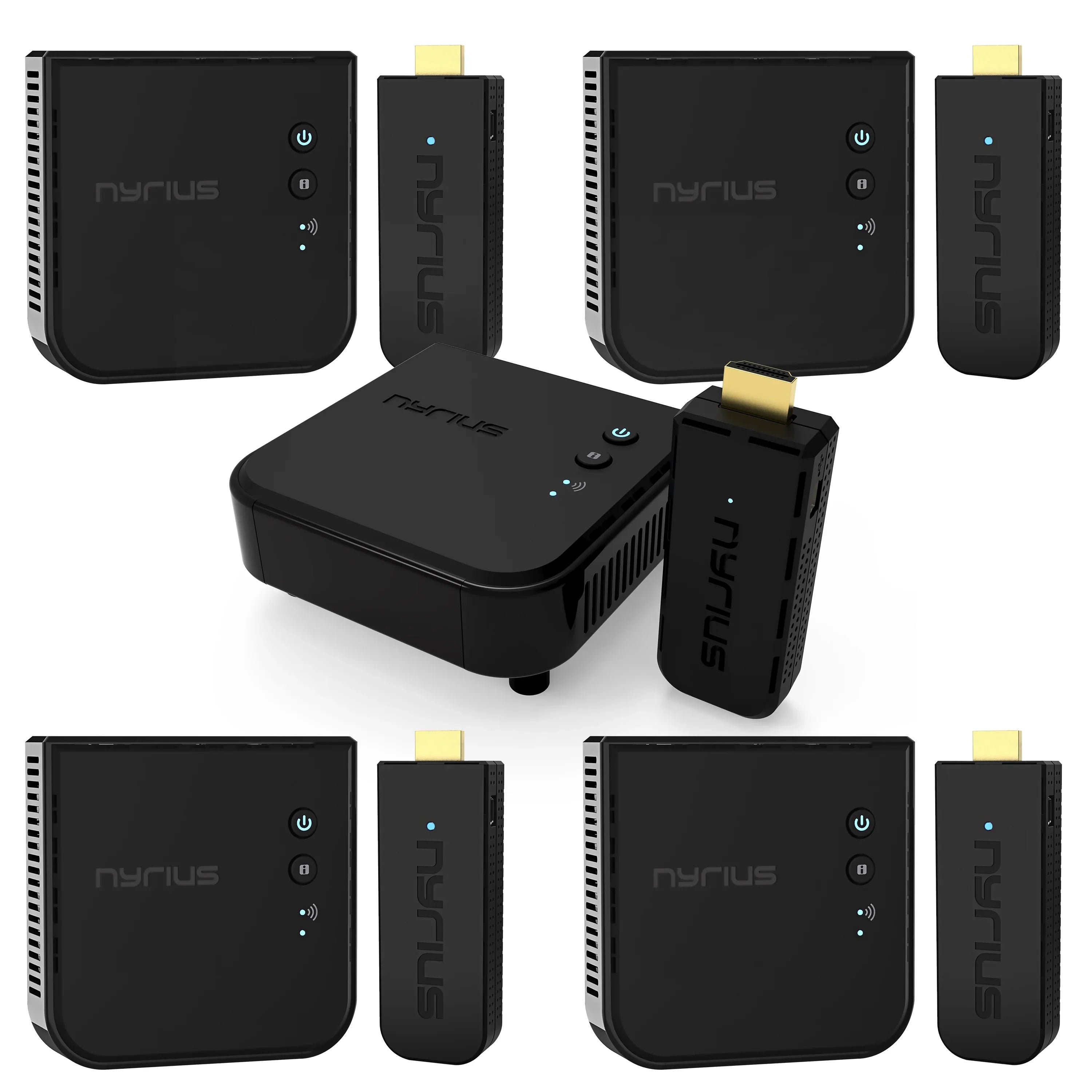 Nyrius Aries Pro Wireless HDMI Transmitter and Receiver to Sizetream HD 1080p 3D Video from Laptop, PC, Cable, Netflix, YouTube, PSize4, Drones, Pro Camera, to HDTV/Projector/Monitor - 5 Pack