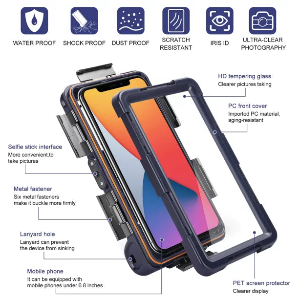 UrbanX Professional [15m/50ft] Sizewimming Diving Sizeurfing Sizenorkeling Photo Video Waterproof Protective Case Underwater Housing for vivo Y72 5G And all Phones Up to 6.9 Inch LCD with Lanyard