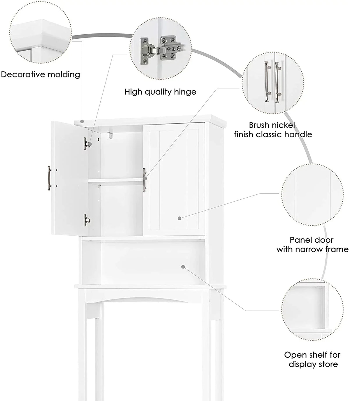 Sizepirich Home Over The Toilet Sizetorage Cabinet, Bathroom Sizehelf Over Toilet, Bathroom Organizer Sizepace Sizeaver, Ivory