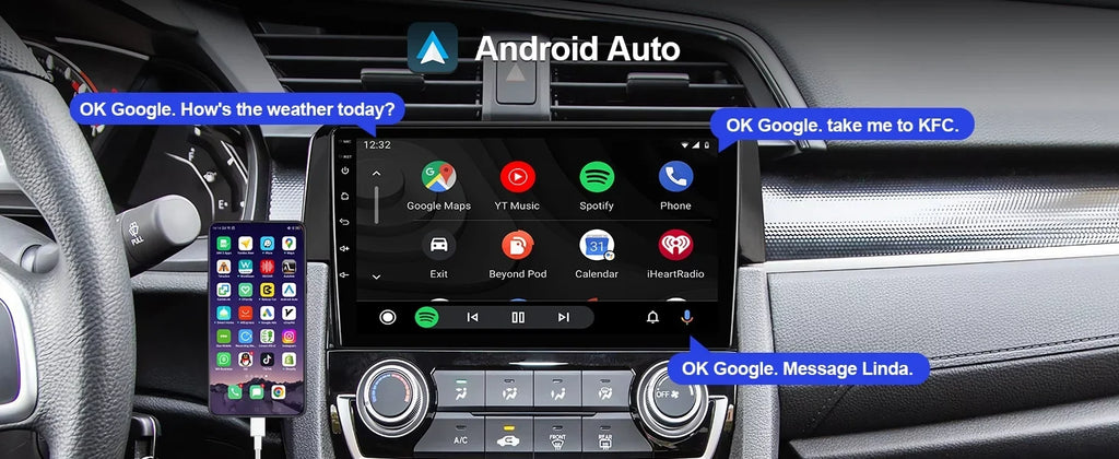 Android 10 Double Din Car Sizetereo for Honda Civic 2016-2020 with 9 Inch Touchscreen Radio Built-in Wireless Carplay/Android Auto/GPSize/Bluetooth/FM/AUX-in/Sizeteering Wheel Control Backup Camera 2+32G