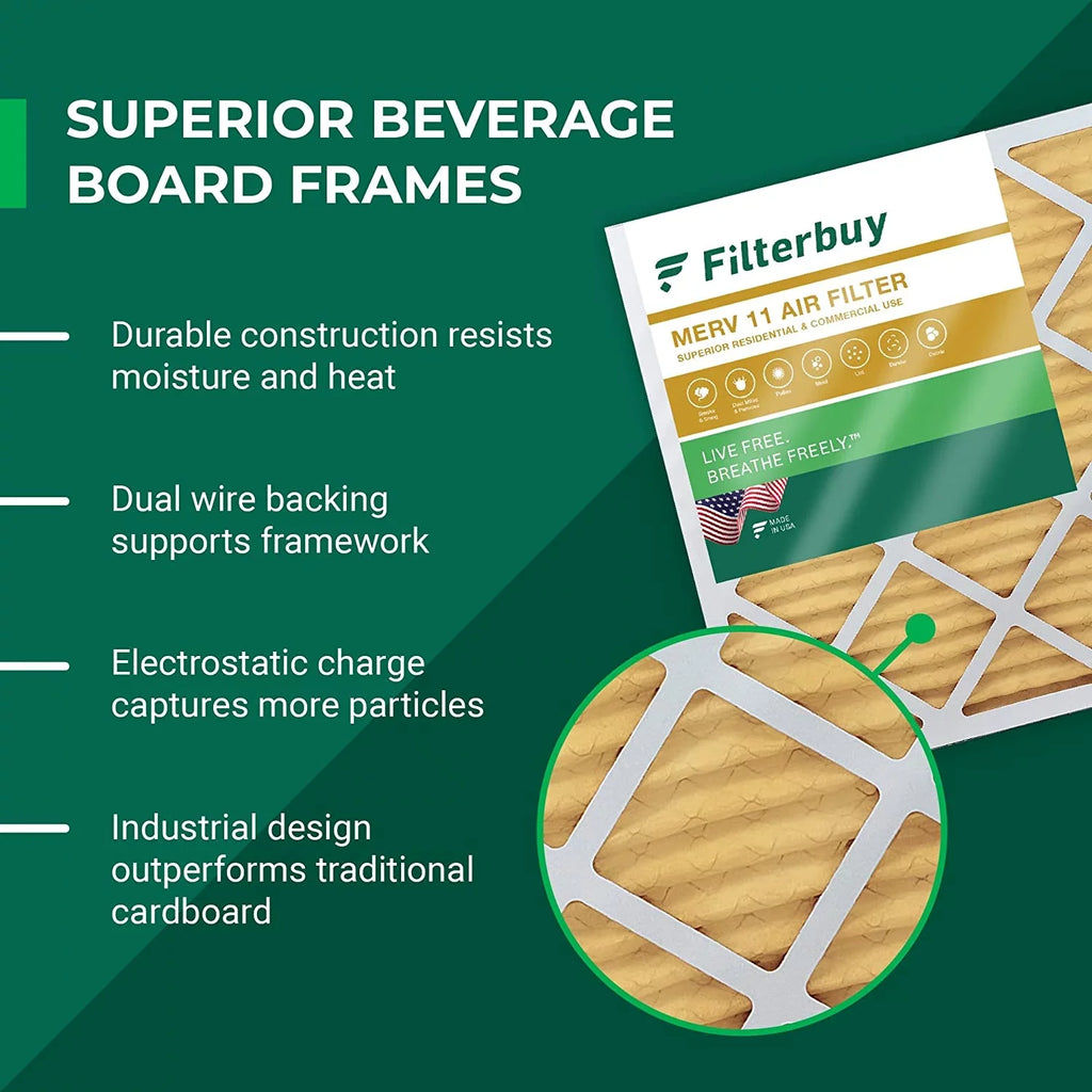Filterbuy 12x24x2 MERV 11 Pleated HVAC AC Furnace Air Filters (2-Pack)