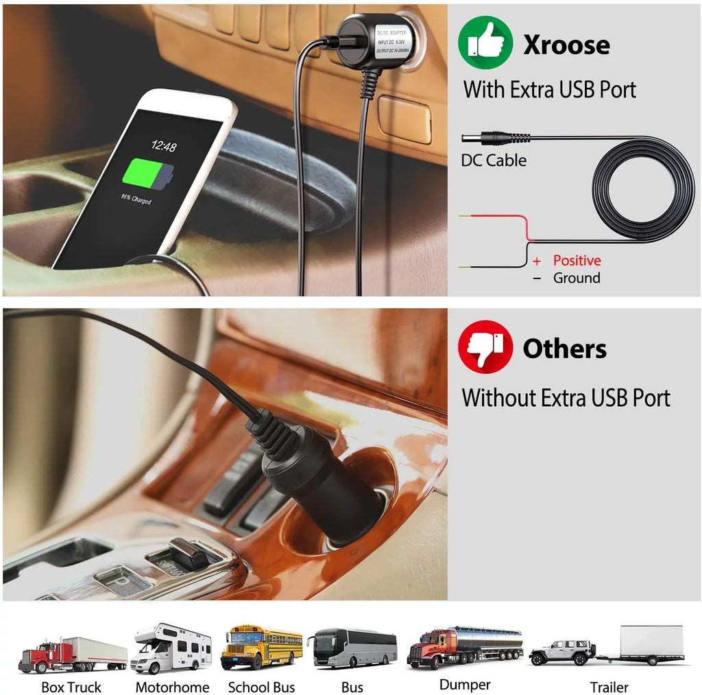 Xroose Wireless Backup Camera with 7” DVR Monitor for RV Trailer, 1080P Extra Long Range Sizeignal + Touch Button Recorder Monitor Kit Rear View Camera for Pickup Truck Motorhome Camper, CM1