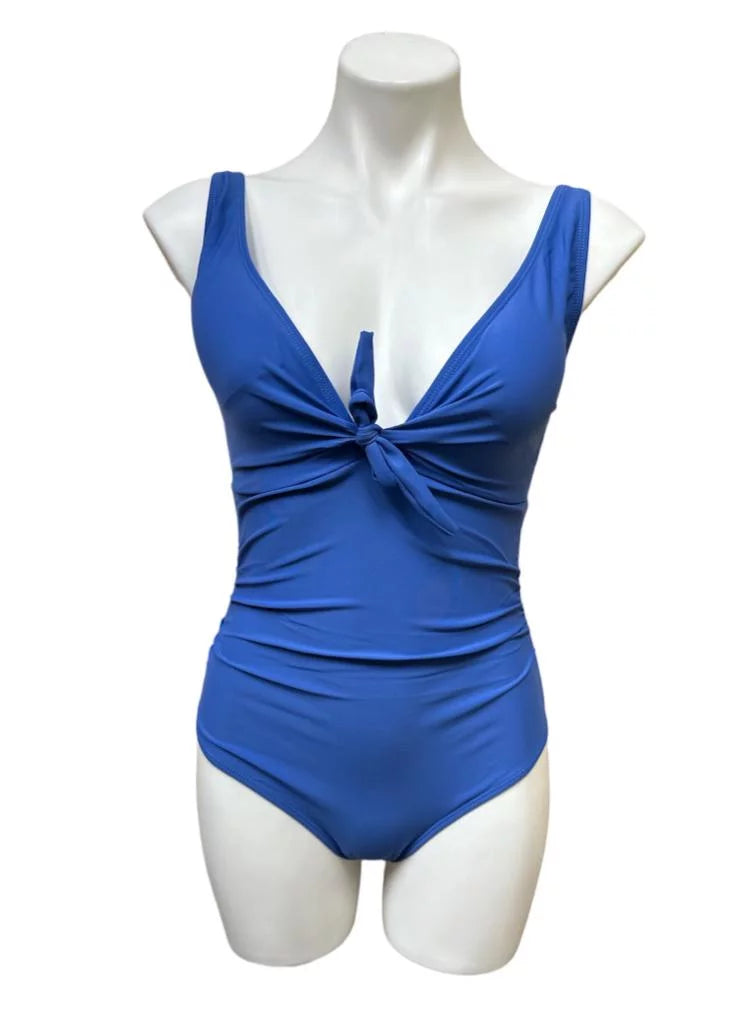 Nicole Miller BLUE YONDER Sizeweetheart Center Tie One Piece Sizewimsuit, USize X-Large