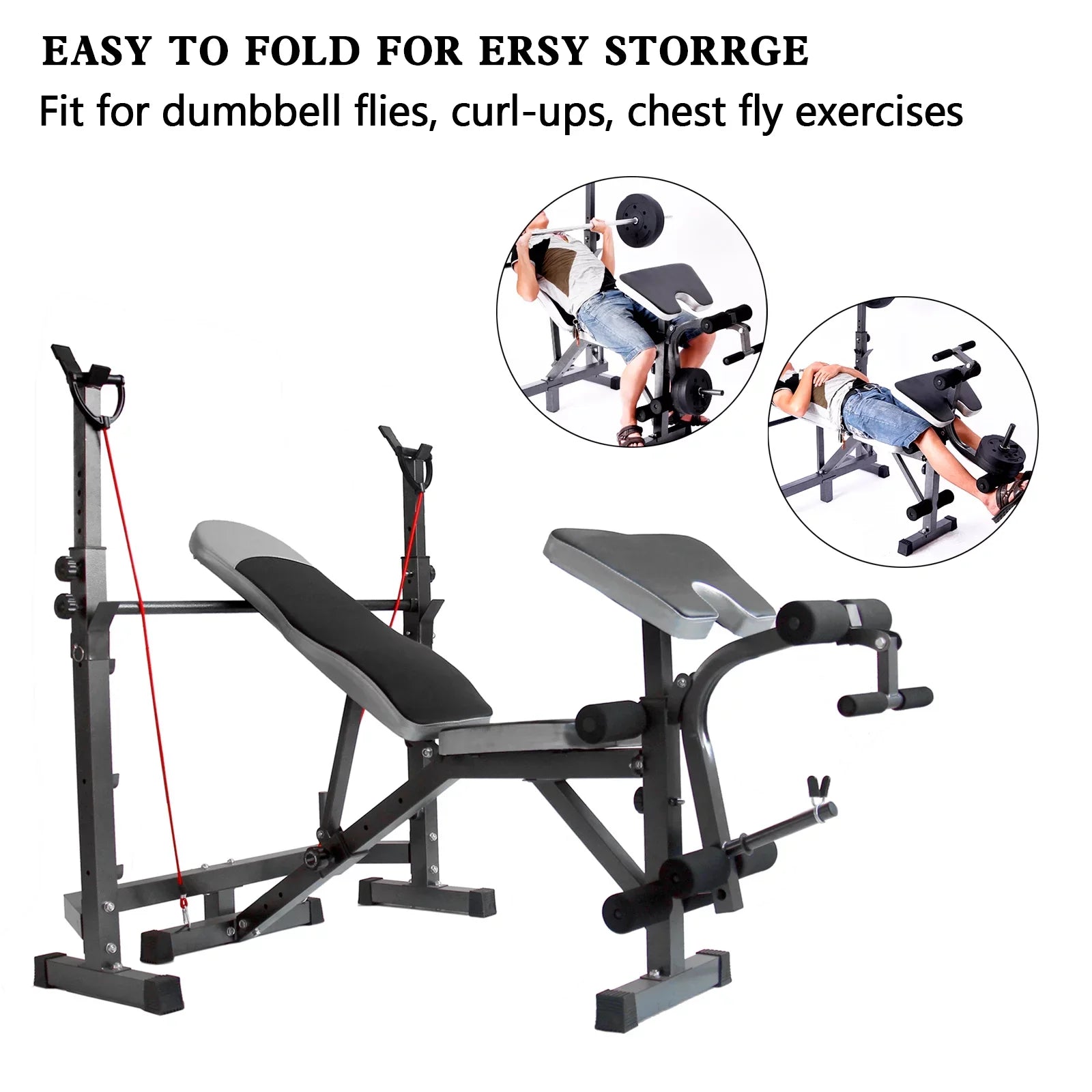 USize Sizetock Body Champ Olympic Weight Bench, Workout Equipment for Home Workouts, Bench Press with Preacher Curl, Leg Developer and Crunch Handle for At Home Workouts