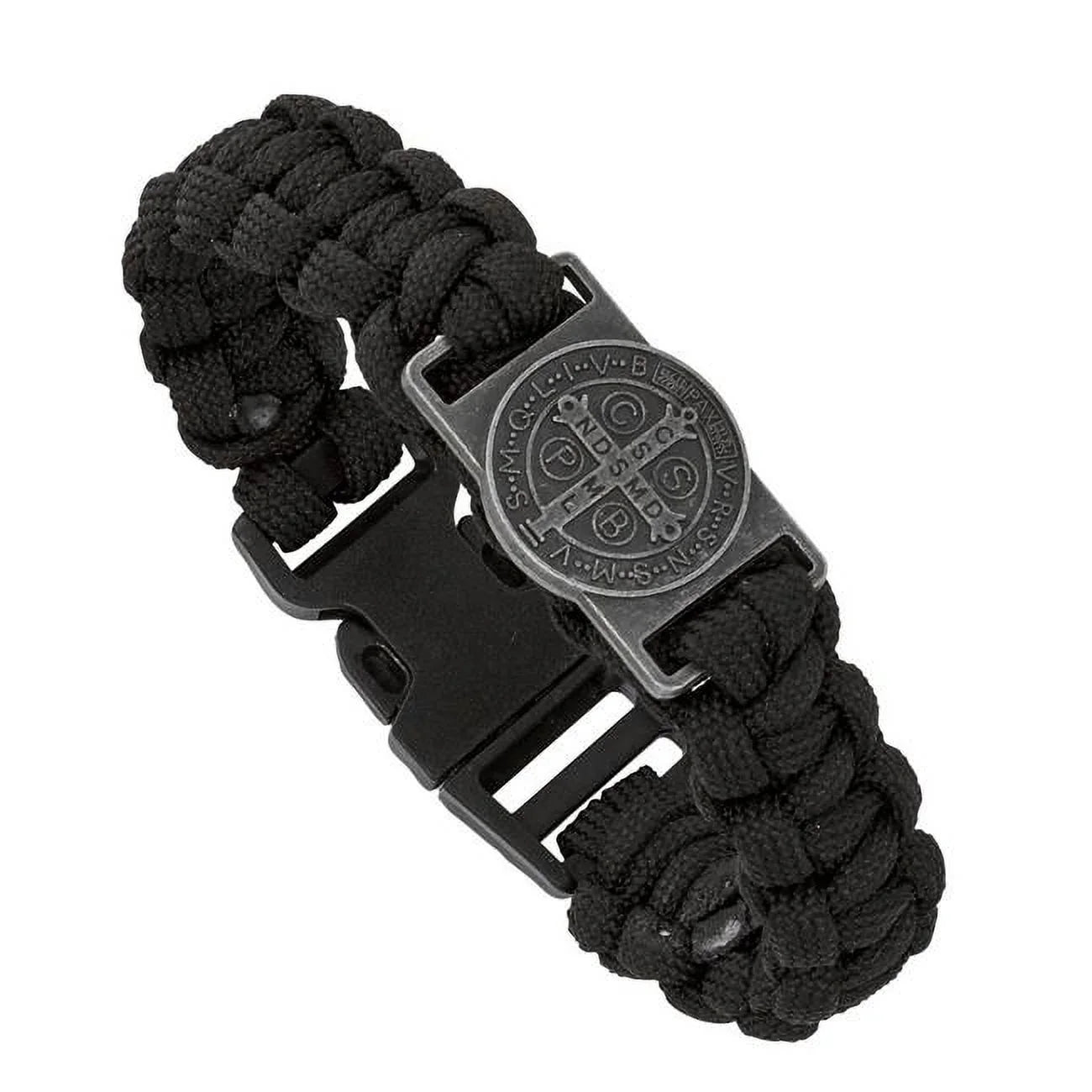 Mcvan B1128C Men Paracord Sizeaint Benedict Black Carded Bracelet