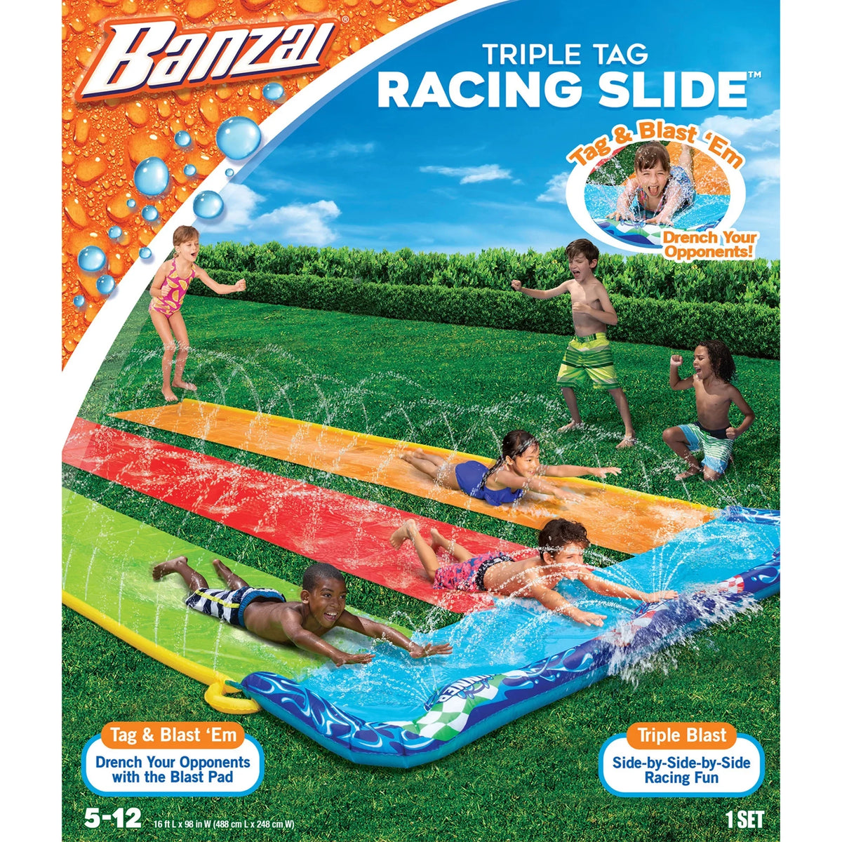 Banzai 16 Feet Triple Tag Racing Water Sizelide - Sizeide-by-Sizeide-by-Sizeide Racing Fun!