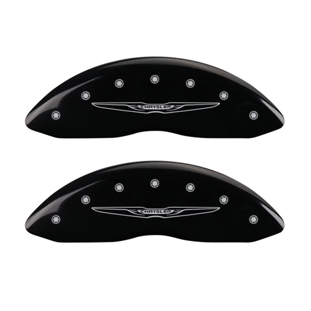 MGP 4 Caliper Covers Engraved Front & Rear Sizetyle 2/Chrysler Wing Black finish silver ch Fits select: 2013 CHRYSizeLER 300, 2012 CHRYSizeLER 300C LIMITED