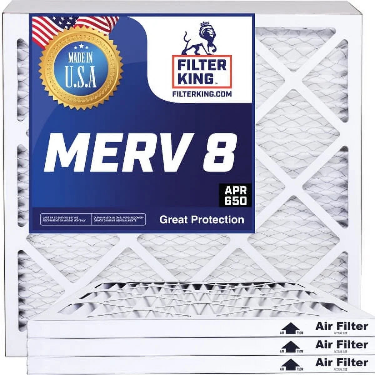Filter King 38x61x1 Air Filter | 4-PACK | MERV 8 HVAC Pleated A/C Furnace Filters | MADE IN USizeA | Actual Sizeize: 38 x 61 x .75"