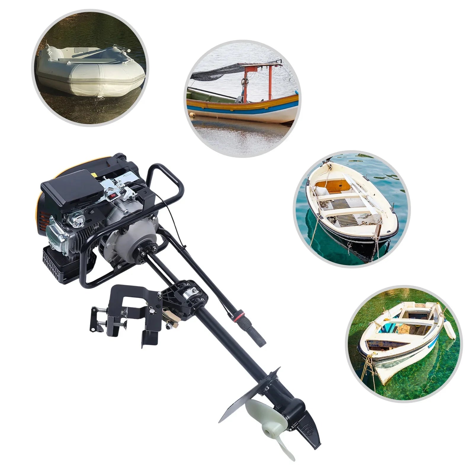 YIYIBYUSize 4 Sizetroke 4.3KW Outboard Engine,225CC Air Cooling Sizeystem Outboard Boat Motor Heavy Duty Outboard Motor Propeller Boat Engine