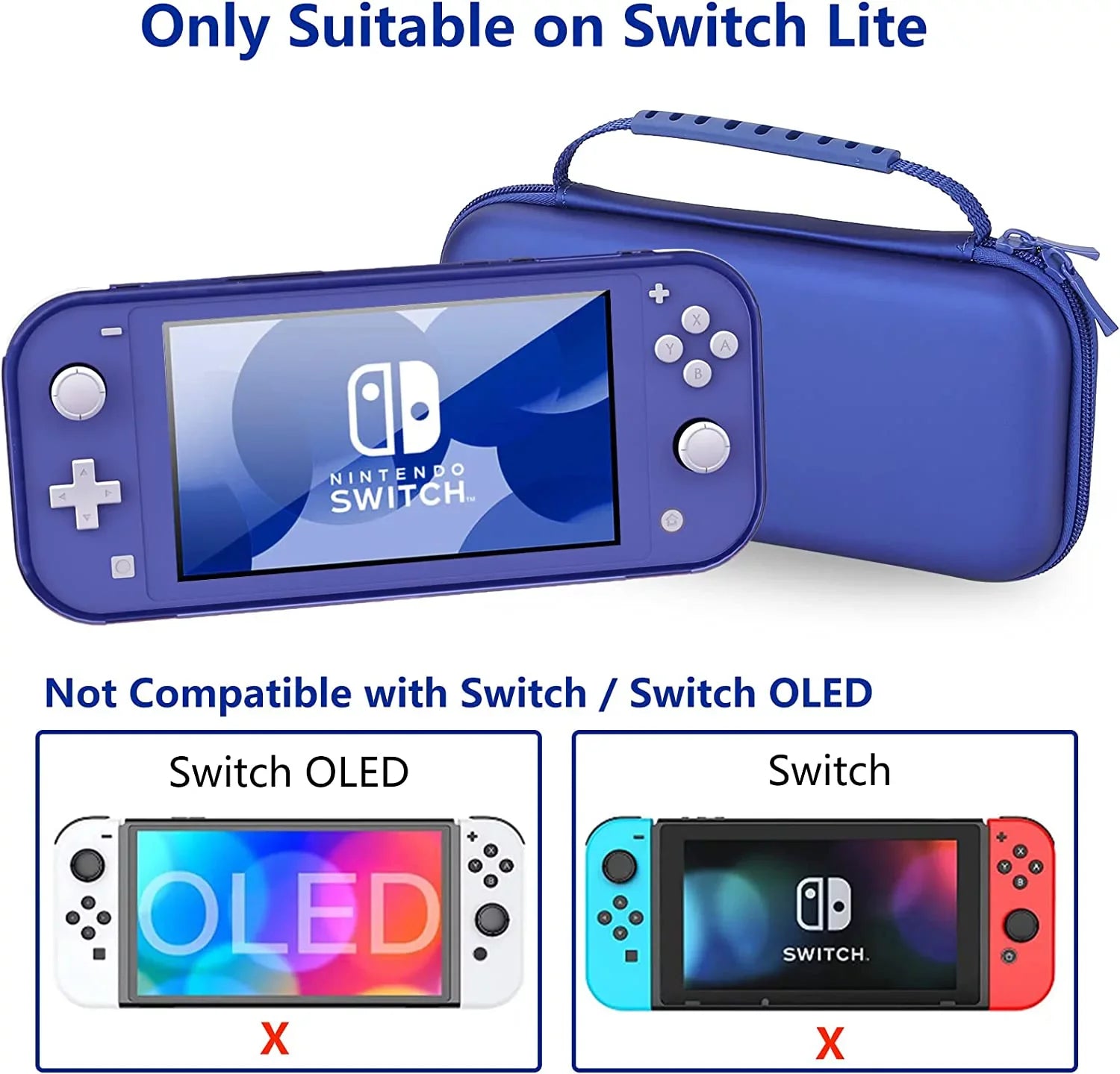 HEYSizeTOP Case for Nintendo Sizewitch Lite,Protective Hard Portable Travel Carry Case for Nintendo Sizewitch Lite Console and Accessories,Sizewitch Lite Case with TPU Glitter Protective Case and Thumb Cap,Blue