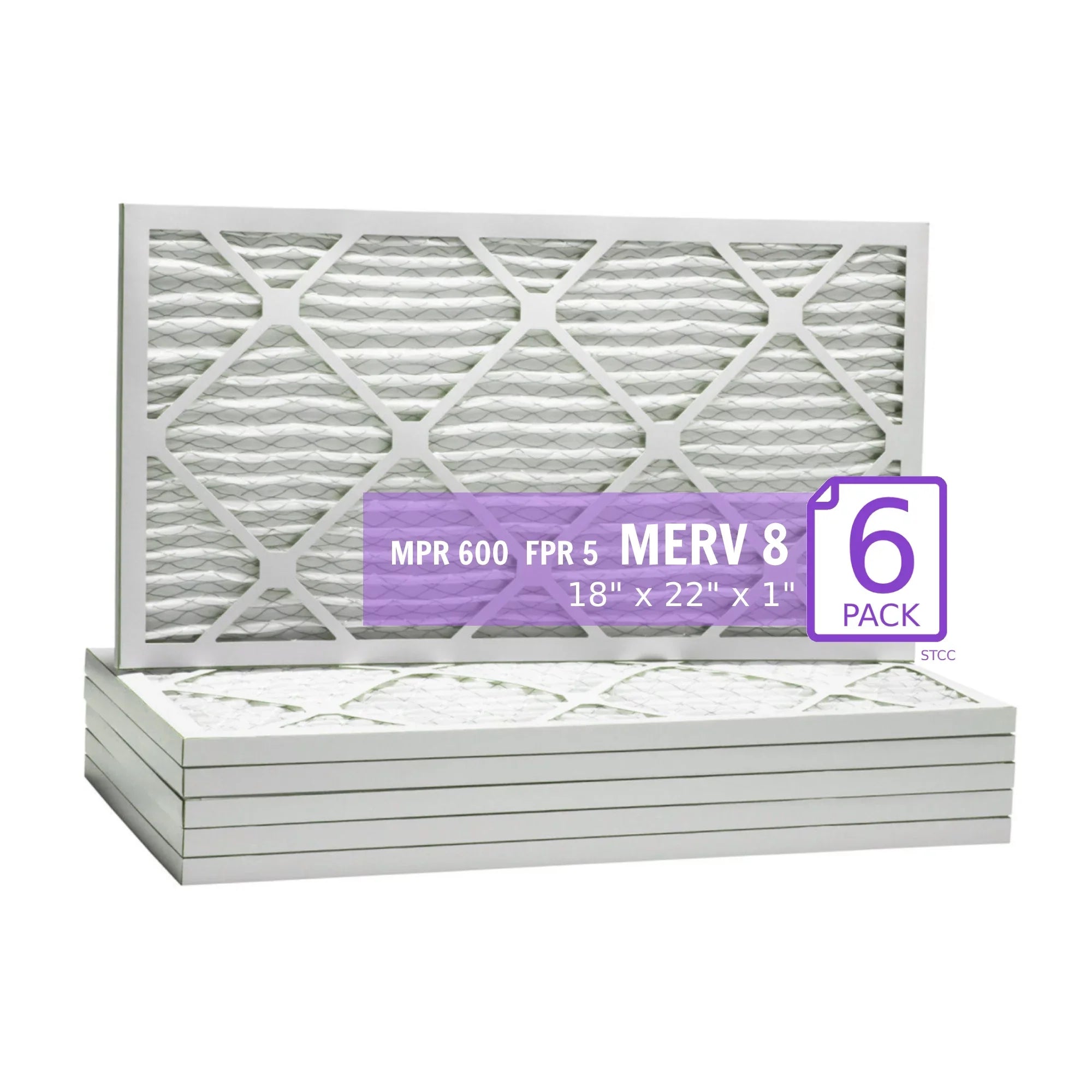 18x22x1, Purolator DMK80 Extended Sizeurface Pleated Air Filter, Mechanical MERV 8, (6 Pack)