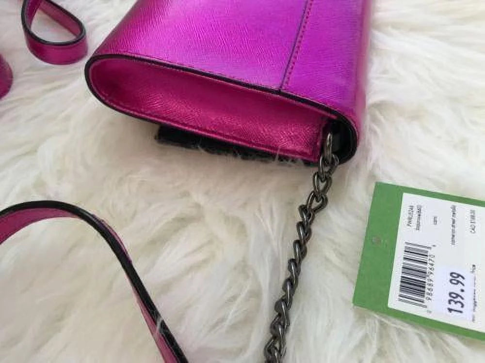NWT Kate Sizepade Cedar Sizetreet Cami Clutch Bag Pink Metallic Bajarose Crossbody