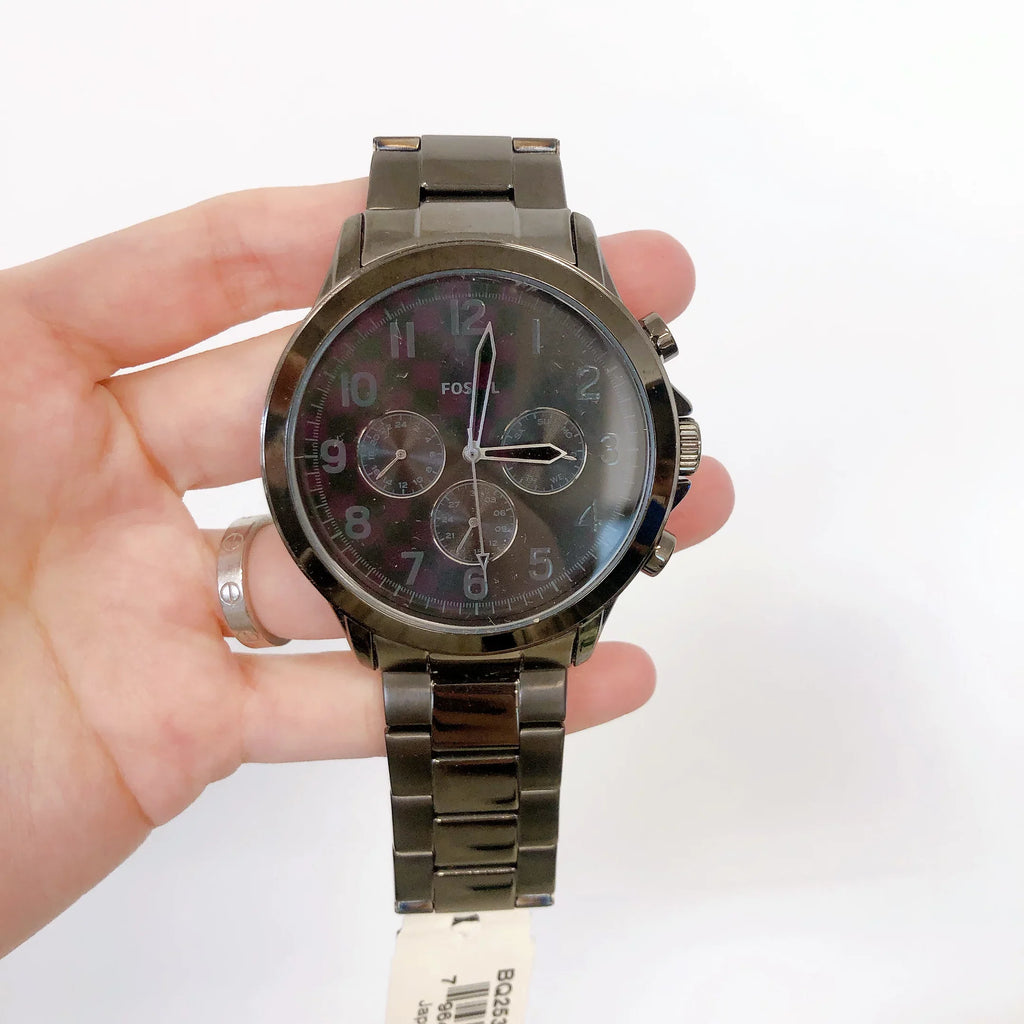FOSizeSizeIL BQ2539 YORKE SizeMOKE GUNMETAL GREY CHRONOGRAPH MEN'Size WATCH