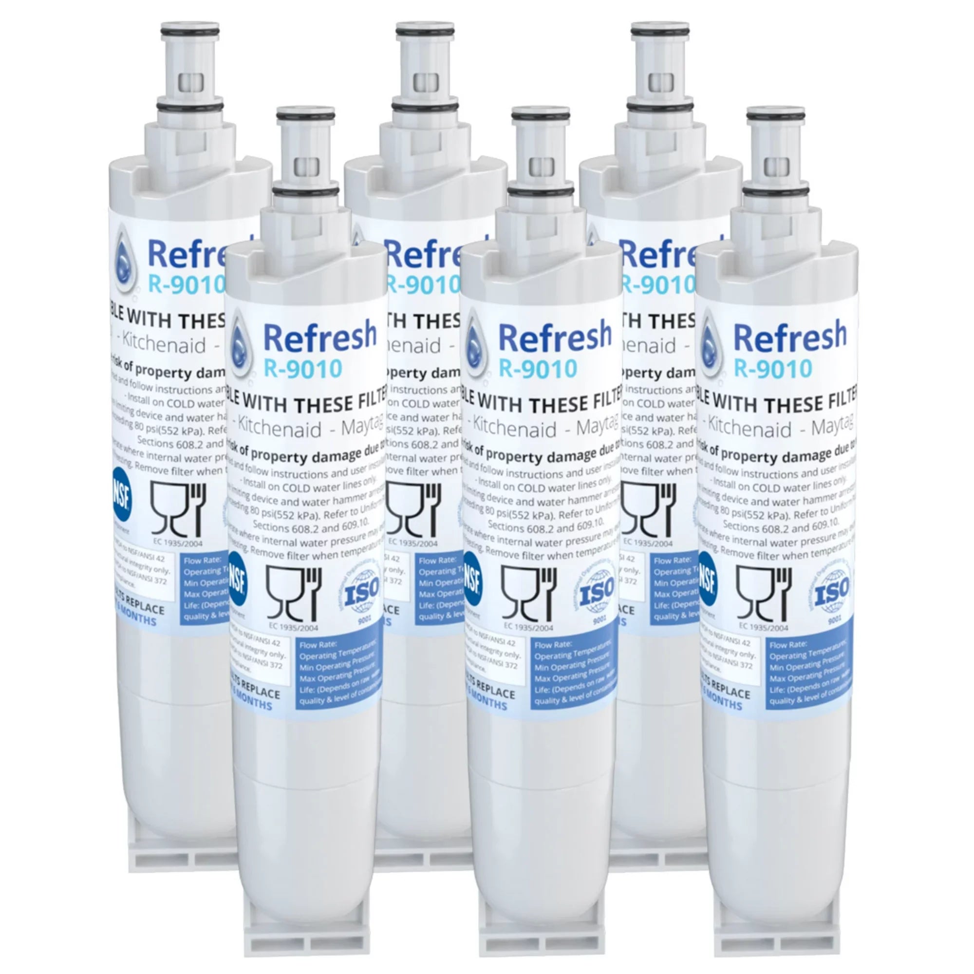 Replacement Water Filter Filter for Whirlpool 4396508 / R-9010 (6-Pack) -by Refresh