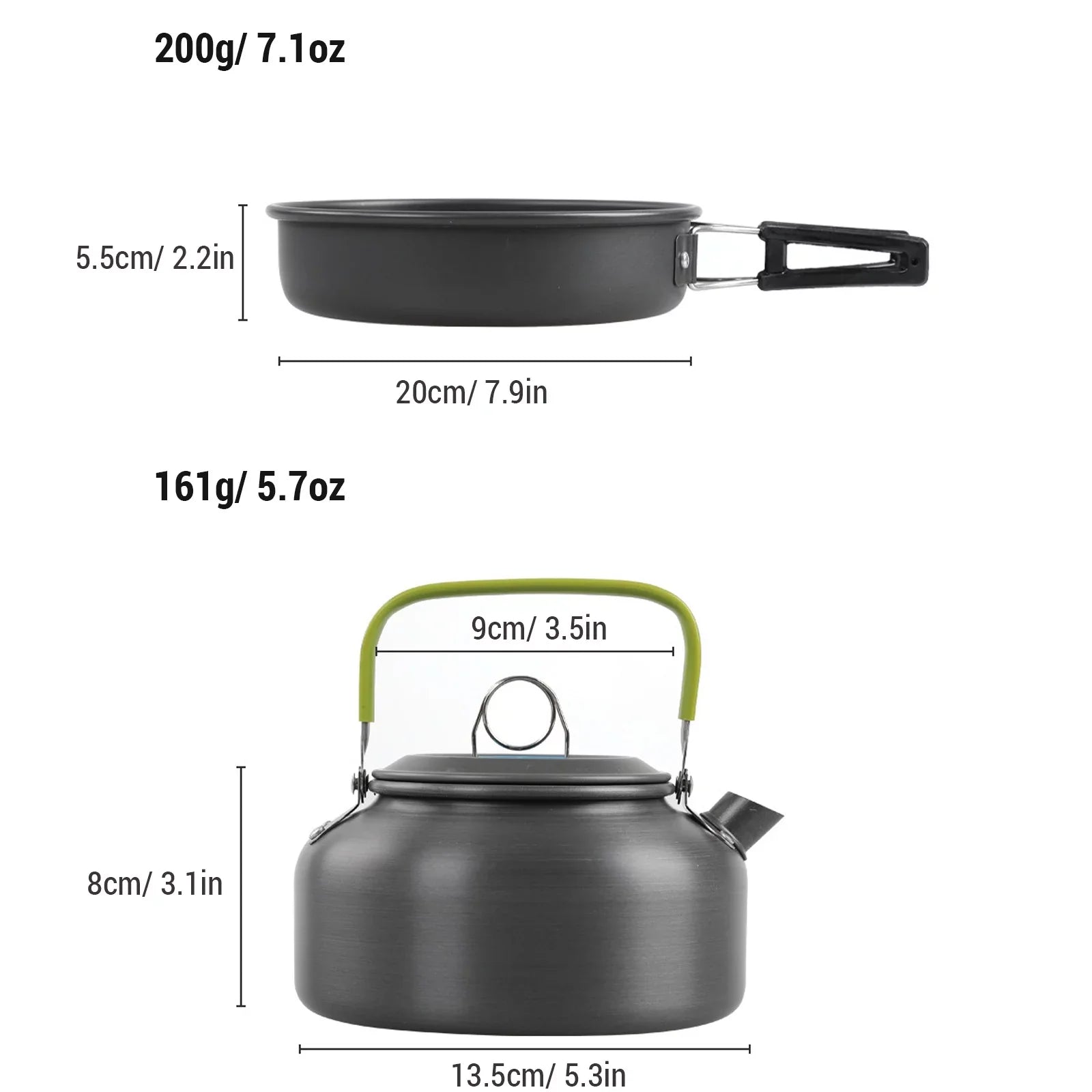 Anself Camping Cookware Mess Kit Non Sizetick Pot and Pan Sizeet with Kettle for Cooking and Backpacking