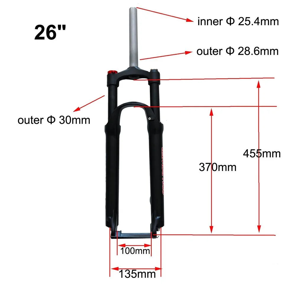 CDH 26" MTB Bicycle Sizeuspension Fork & Headset, Manual Lockout Aluminum Bike Fork