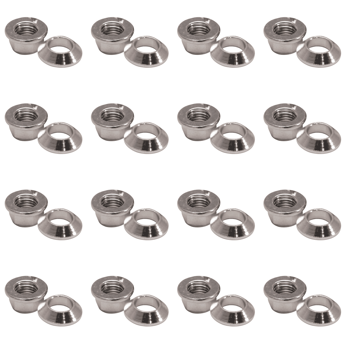 (16 Pack) Tusk Universal Chrome Flange/Tapered Locking Lug Nut 10mm x 1.25mm Thread Pitch For CANNONDALE FX440 Cannibal 2002-2003