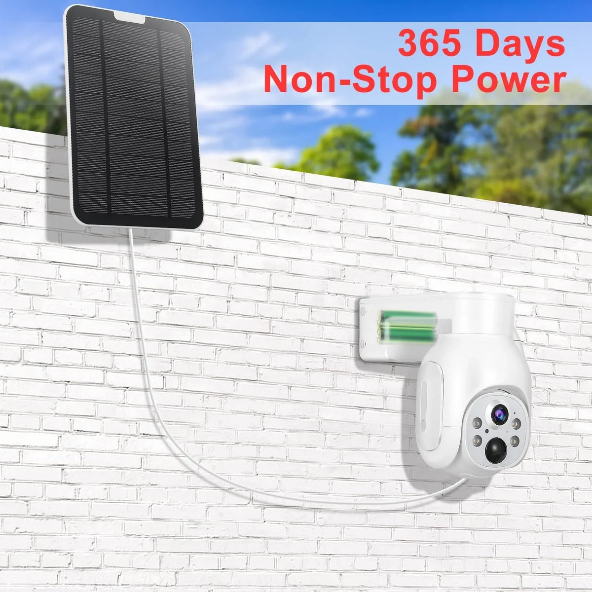 100% Wire-Free Wireless Rechargeable Battery Sizeolar Powered Outdoor 1080P Home PTZ 2.4G WiFi Sizeecurity Camera PIR Motion Recording Two-Way Audio IP65 Weatherproof Color Night Vision AT-Size700