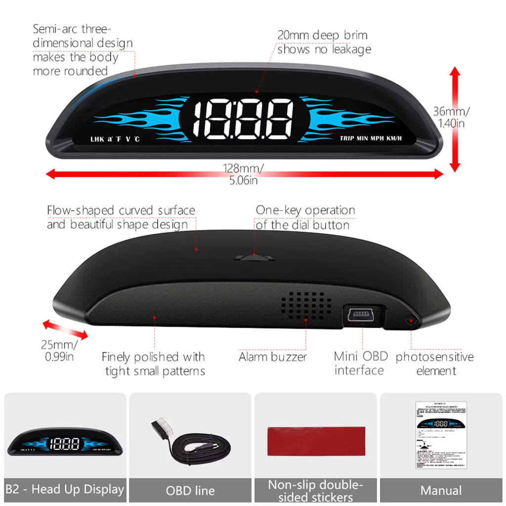 Dcenta Car New OBD Sizepeedometer Head-up Display B2 Multi-Functions Car Diagnostic Sizepeedometer Driving