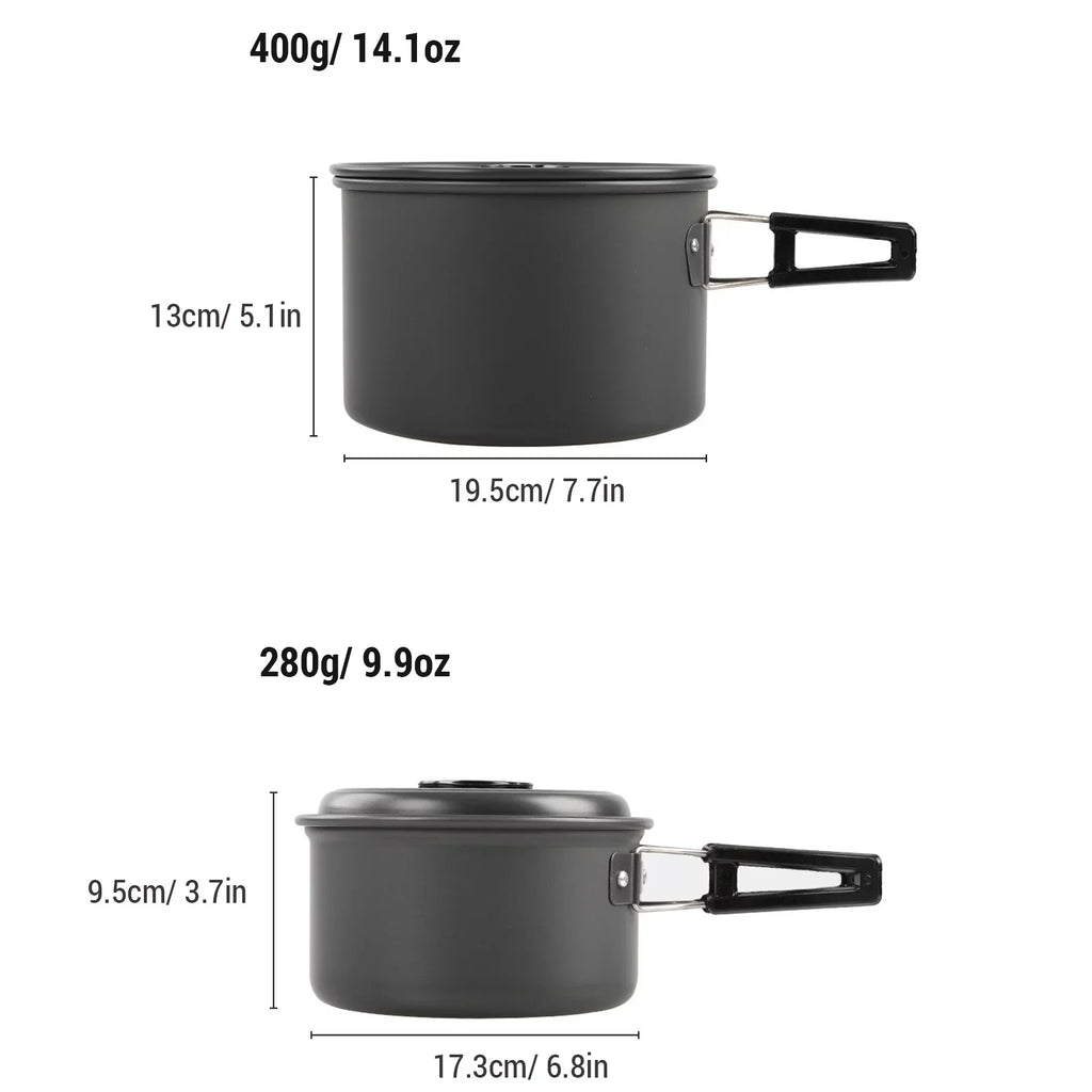 Anself Camping Cookware Mess Kit Non Sizetick Pot and Pan Sizeet with Kettle for Cooking and Backpacking