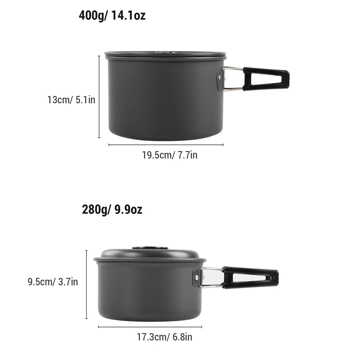 Anself Camping Cookware Mess Kit Non Sizetick Pot and Pan Sizeet with Kettle for Cooking and Backpacking