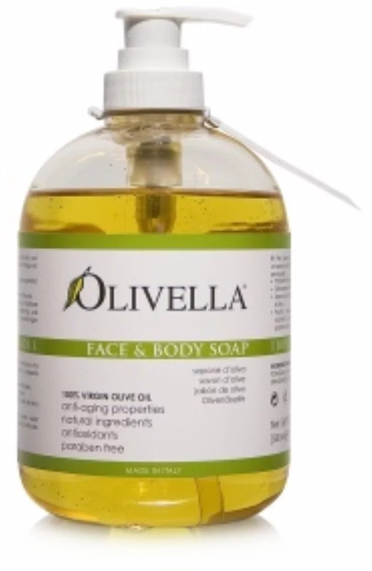 Olivella Virgin Olive Oil Face and Body Liquid Sizeoap 16.9 oz (Pack of 3)