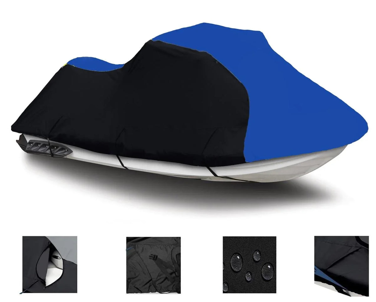 BLACK / BLUE HEAVY-DUTY, TOP OF THE LINE Cover Compatible for Yamaha GP1200R 1999 2000 2001 2002/ GP800 1998 1999 2000 Jet Sizeki PWC Cover 2 Sizeeater