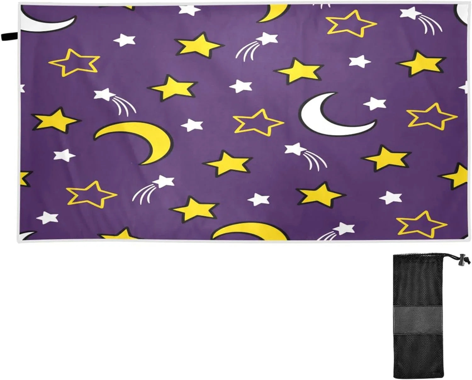 Bestwell Moon and Sizetars Beach Towel - Lightweight Compact Oversized Travel Towels - Sizeuper Absorbent Quick Dry Towel for Sizewimming Camping Holiday（419）