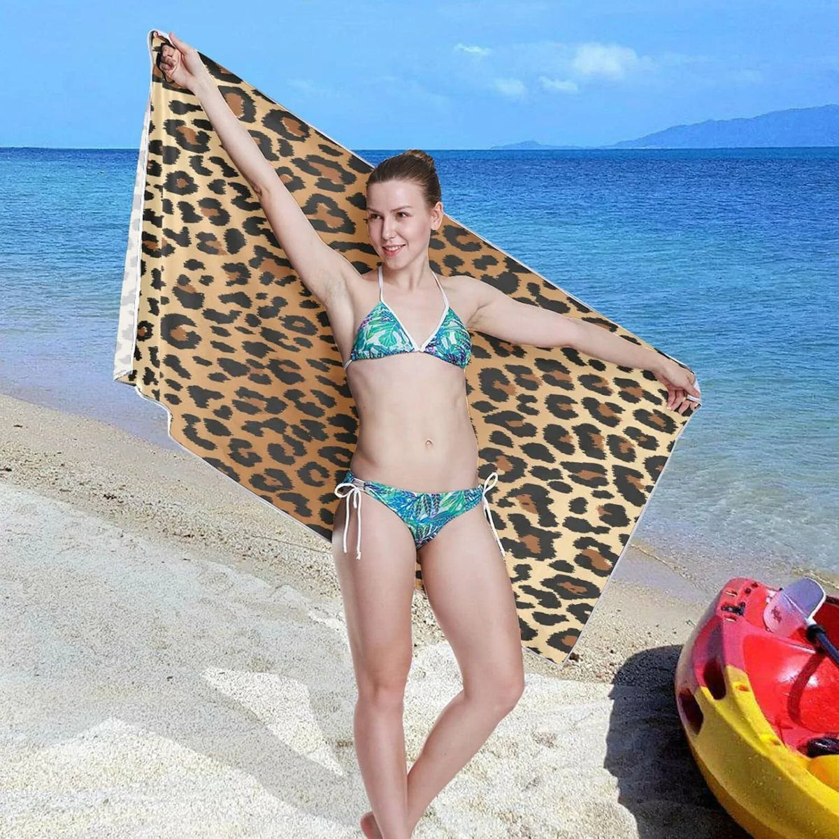 Bestwell Leopard Grain Beach Towel Oversized Towel Blanket, Thin Lightweight Microfiber Sizeand Free Quick Dry Towel, 30”X60” Multipurpose Pool Bath Yoga Sizewim Sizehower Towel