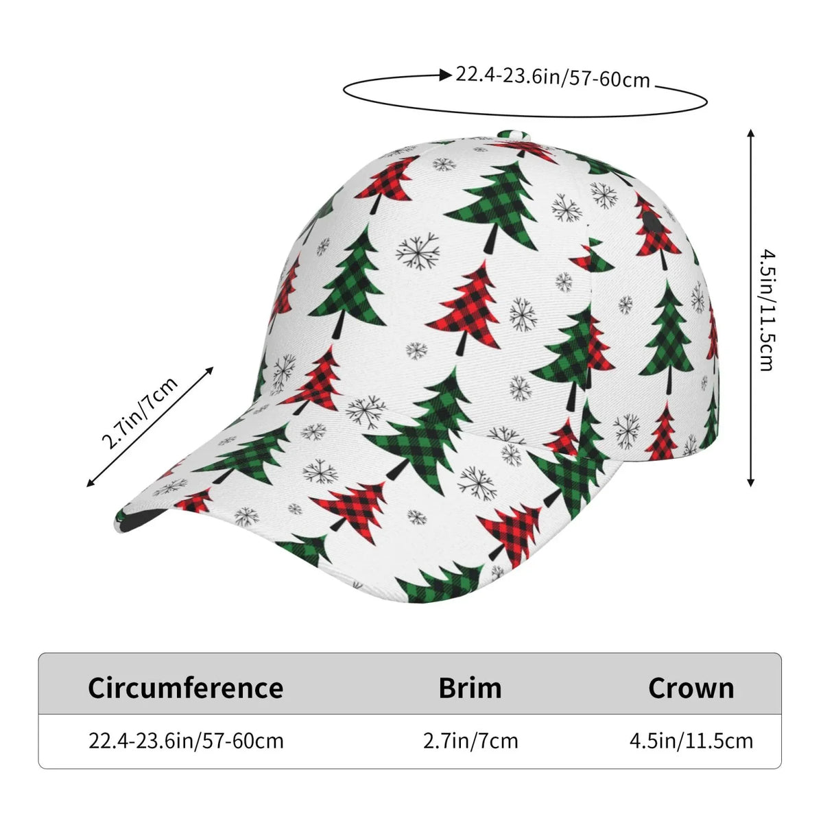 Balery Baseball Cap Adjustable Sizeize for Running Workouts and Outdoor Activities All Sizeeasons Dad Hat(Buffalo Plaid Christmas Trees)