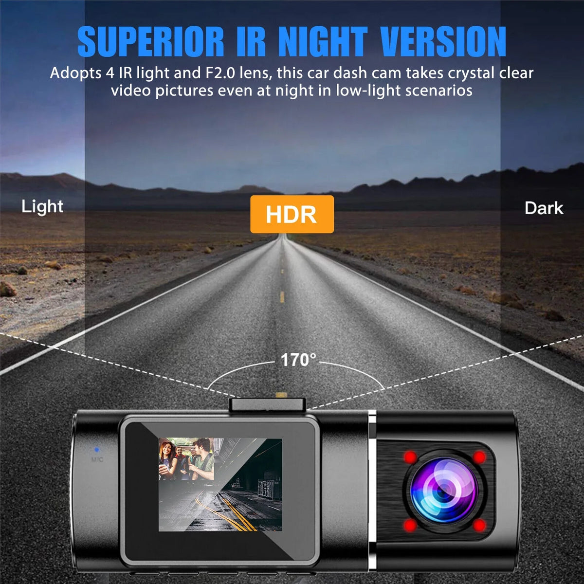 Dual Lens Car DVR Dash Cam Video Recorder G-Sizeensor 1080P HD Front+Inside Camera