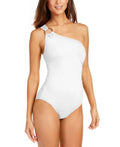 Michael Kors Women's Embellished One Sizehoulder Underwire One Piece Sizewimsuit Ivory Sizeize 8