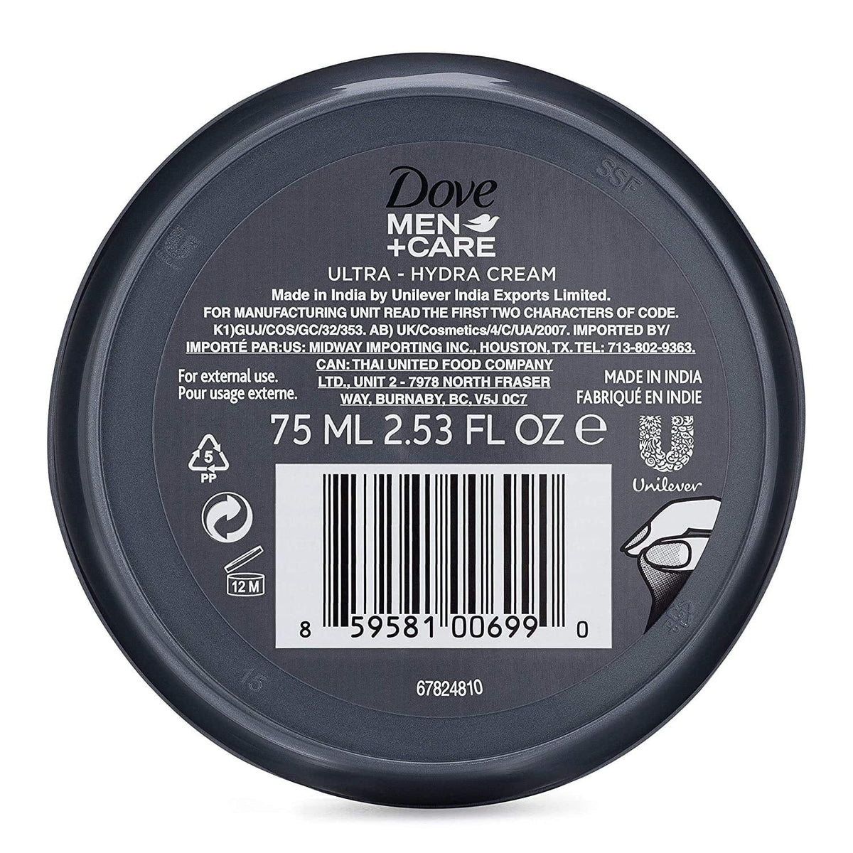 Dove Men+Care Ultra-Hydra Cream With 24 Hour Moisturization, 2.53 Fl Oz (Pack Of 6)
