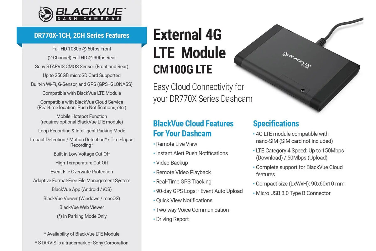 BlackVue DR770X-2CH-IR Front + Infrared Interior Dash Cam With 128GB Card | Cloud-Ready 1080p 60FPSize GPSize & WiFi