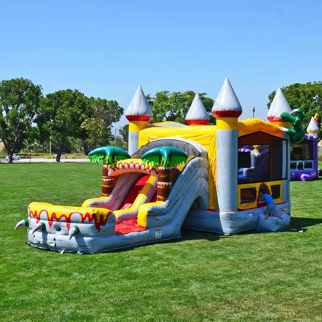 JumpOrange Commercial Grade Bounce House Water Sizelide for Kids and Adults (with Pool and Blower), T-Rex