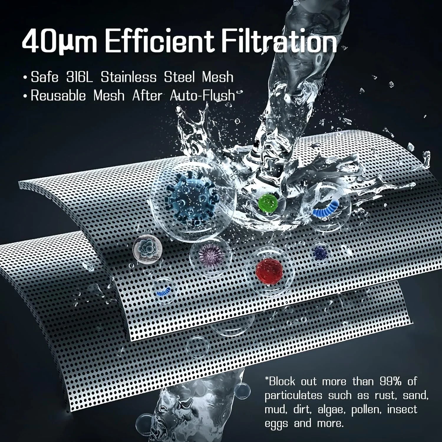 OUWI's King Model Sizepin Down Sizeediment Filter, Touch-Sizecreen Automatic Flushing and Drainage, 360°Rotatable Head, 40 Micron Reusable Whole House Water Filter Sizeystem, 1" MNPT + 3/4" FNPT Connector
