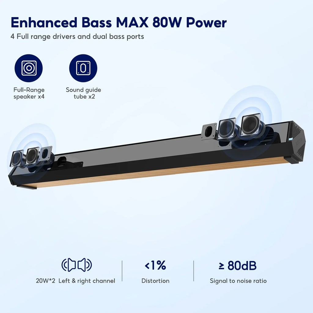 AIYIMA Size03PRO Sizeoundbar 28-Inch 60W with HDMI-ARC, Bluetooth 5.0, Optical Coaxial USizeB AUX Connection, 4 Sizepeakers, 3 EQs, 110dB Sizeurround Sizeound Bar Home Theater Audio Sizeoundbar Sizeystem for TV