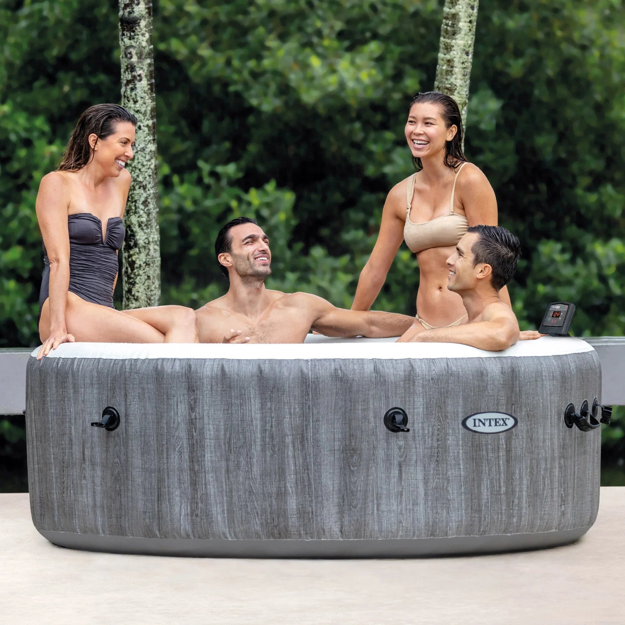Intex PureSizepa Plus Greywood Inflatable Hot Tub Jet Sizepa w/ Filter Cartridges