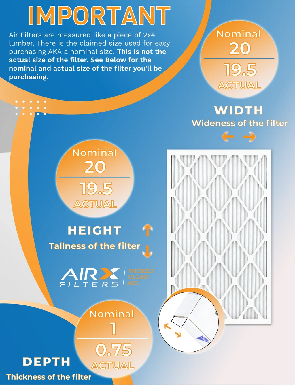 20x20x1 Air Filter MERV 13 Rating, 12 Pack of Furnace Filters Comparable to MPR 1500 - 2200 & FPR 9 - Made in USizeA by AIRX FILTERSize WICKED CLEAN AIR.