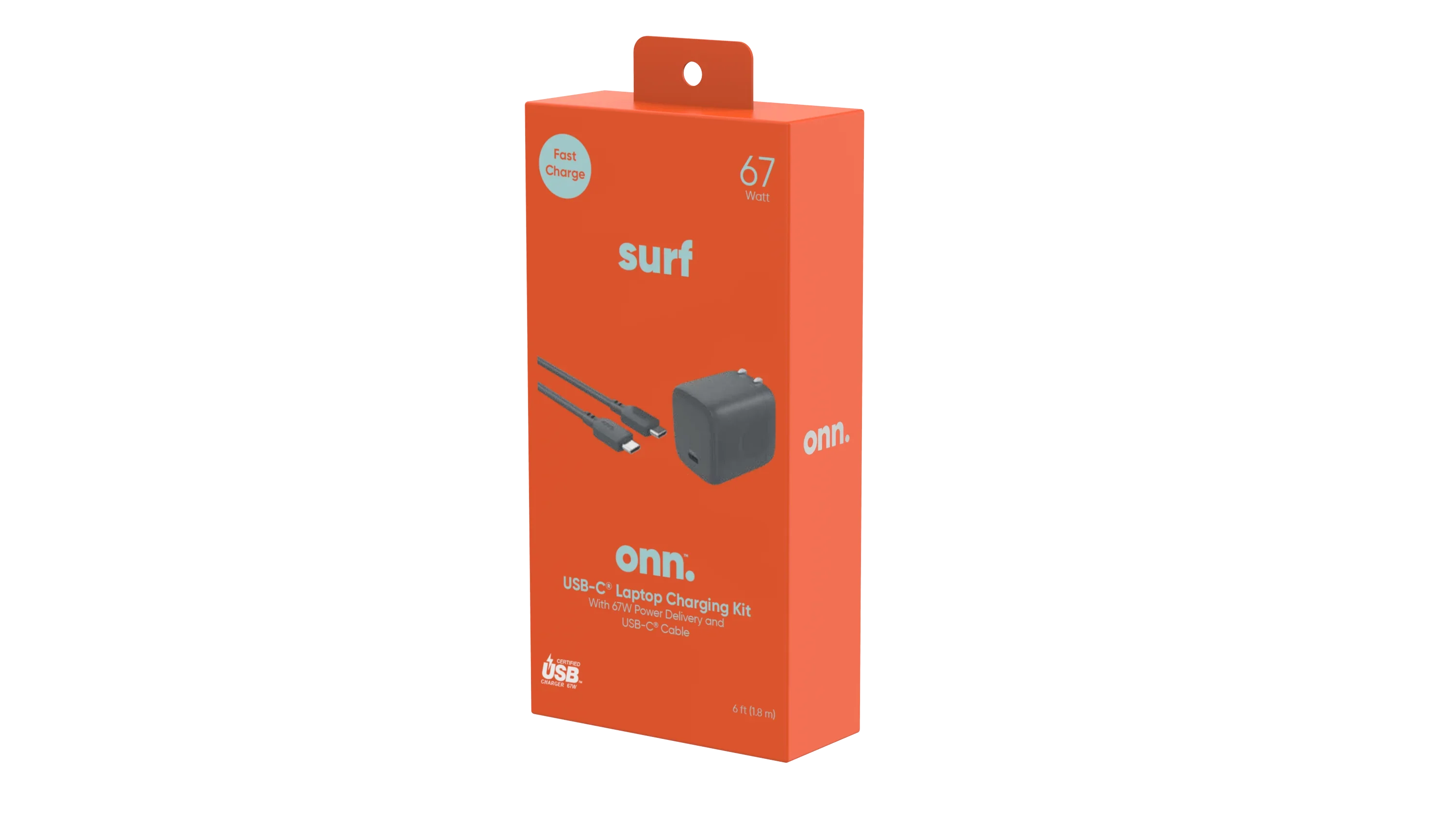 onn. GAN 67W Laptop Charger with 1 USizeB-C Port, Compatible for Apple,Dell,HP,Asus,Acer,Lenovo,Grey