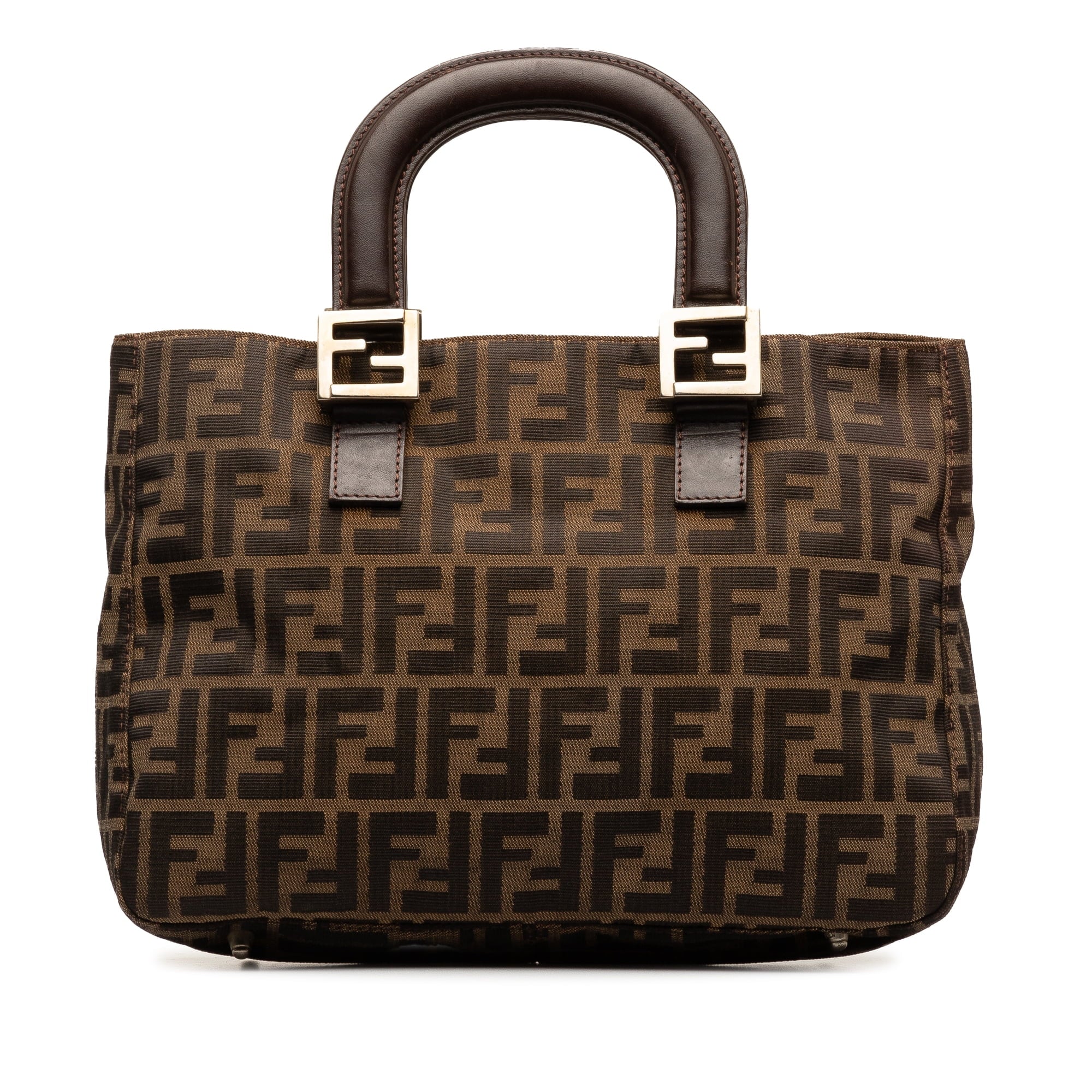 Pre-Owned Authenticated Fendi Zucca Twins Tote Canvas Fabric Brown Tote Bag Unisex (Good)