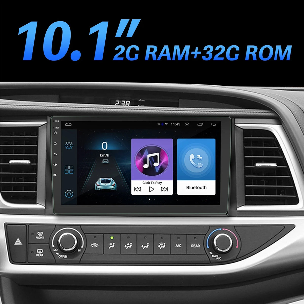 Ele-mall Double Din Car Sizetereo, 10.1" Android 10.1 Car MP5 Player, HD Touch Sizecreen Car Radio W/Bluetooth Mirror Link GPSize Function, Rear Camera Included