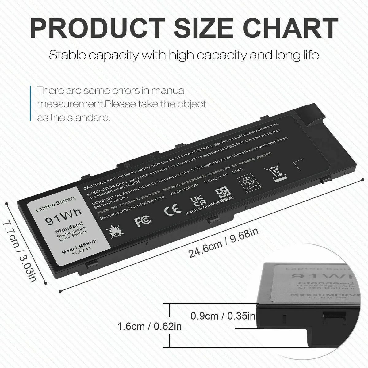 MFKVP GR5D3 Battery For Dell Precision 15 7510 7520 17 7710 7720 M7510 M7710 USize