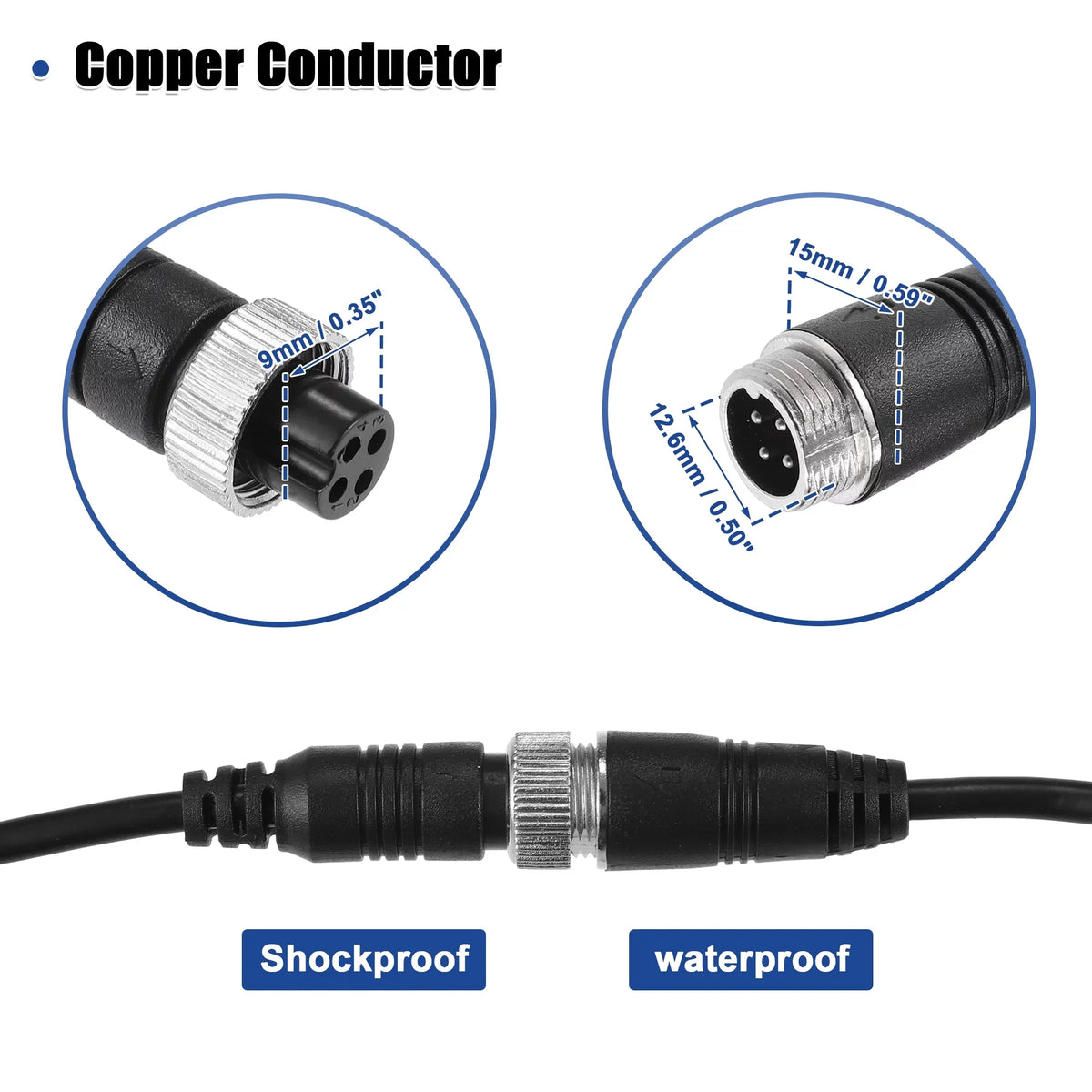 Unique Bargains 4 Pin 82.02ft Backup Camera Cable Aviation Extension Cable Car Video Extension Cable Universal